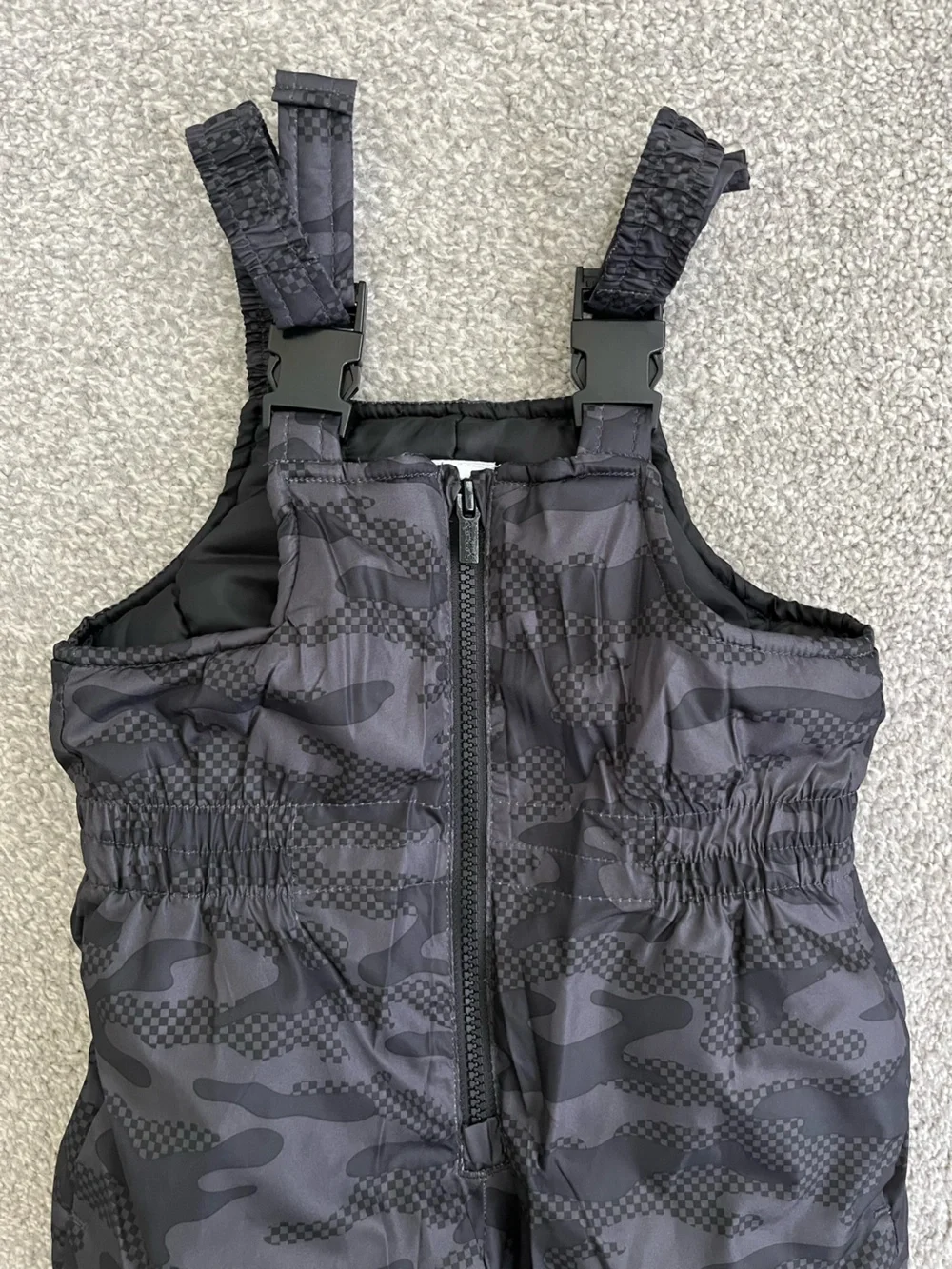 NWT Carters Black & Gray Camouflage Bib Pants and Puffer Jacket Size 2T